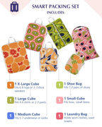 6-Piece Compression Packing Cubes with Shoe & Laundry Bags