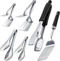 6 Pack Grill Spatula and Tongs Set Heavy Duty Grilling Tools - Stainless Steel Spatula & Tongs for Outdoor Camping