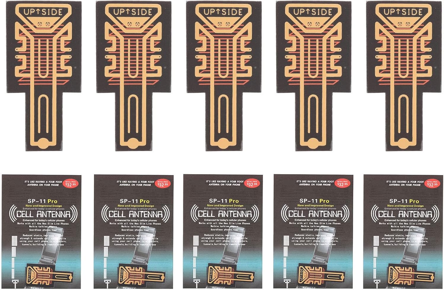 Portable Cell Phone Signal Booster, 5-Pack Adhesive Boosters for Elevators, Cars, Remote Locations