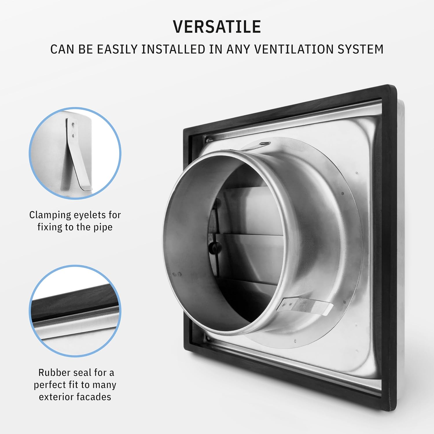 VKE 6" Inch Dryer Vent Cover – Outdoor Stainless Steel Grille with Moving Flaps – Fits Only with Metal Ducts for HVAC