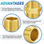 ChillWaves Brass Pipe Fitting，Hex Nipple 3/4" NPT Male x 3/4" NPT Male Thread Adapter(3-PACK)