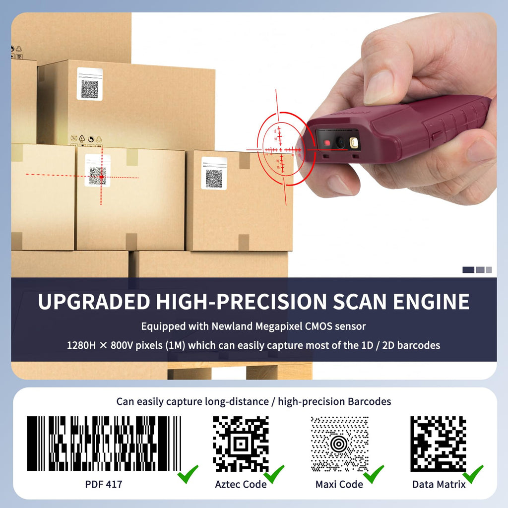 Bluetooth 2D Barcode Scanner, 3-in-1 Portable QR Bar Code Reader