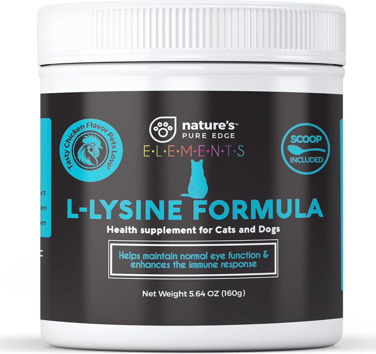 L-Lysine Powder for Cats and Kittens, Chicken Flavored Lysine Supplement for Cats and Kittens and Dogs to Support
