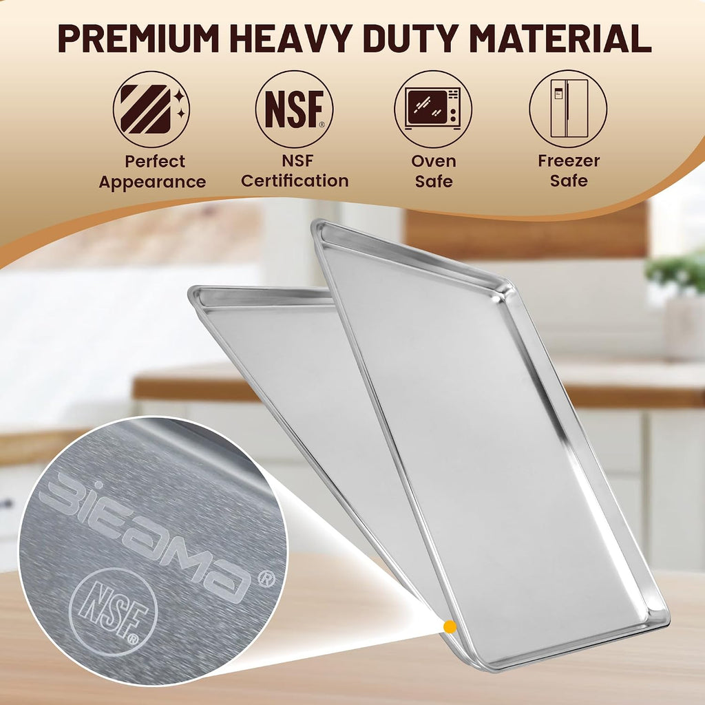 12 Pack 26" x 18" Full Size Baking Sheet Pan, Aluminum