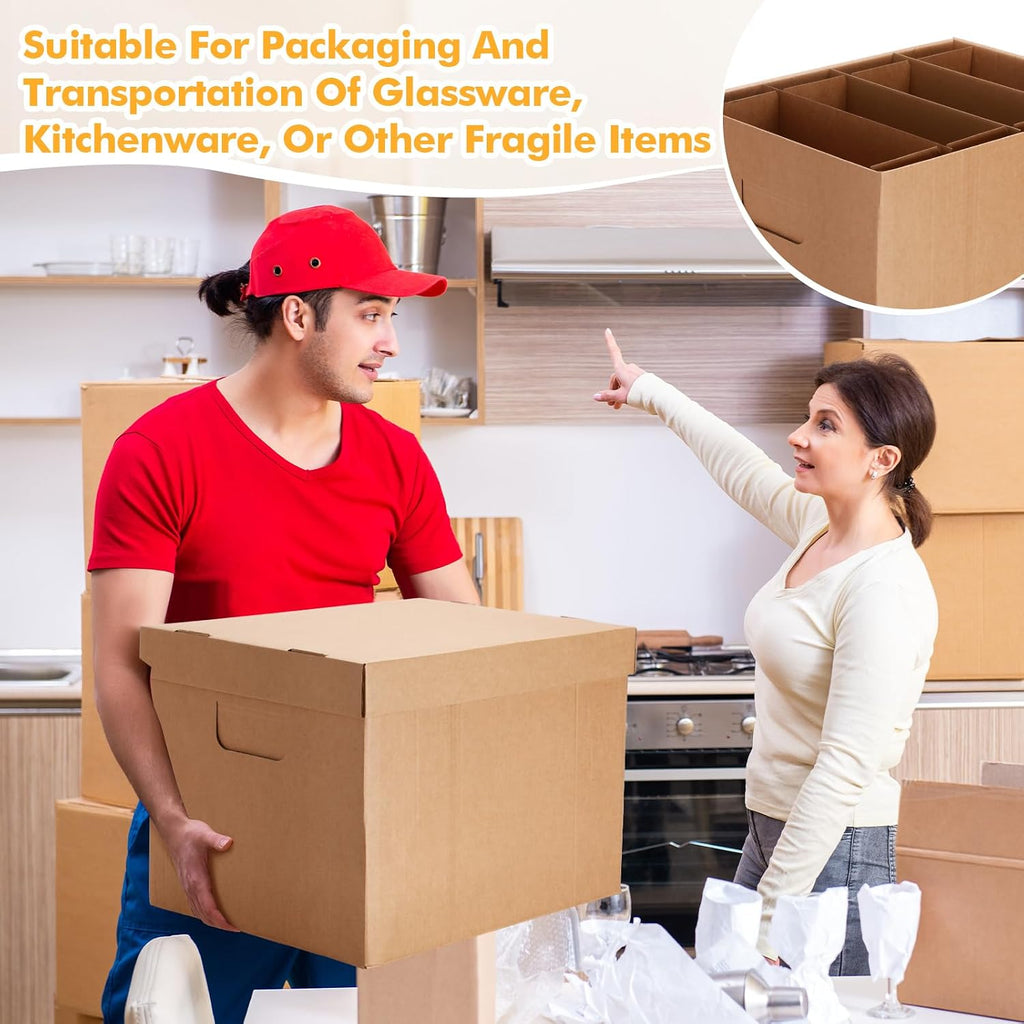 2 Sets Kitchen Moving Boxes with Divider Kits for Dish Wine Glass