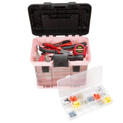 Portable Tool Box for Women or Men, Pink, 10 x 7 x 10.5in