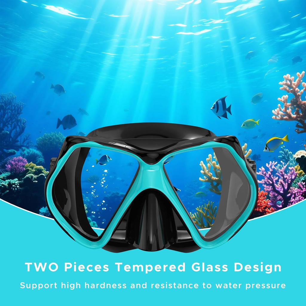 Snorkeling Gear for Adults, Dry Snorkel, Mask Set Adult, Diving Scuba Mask, Scuba Gear, Swimming Goggles with Nose