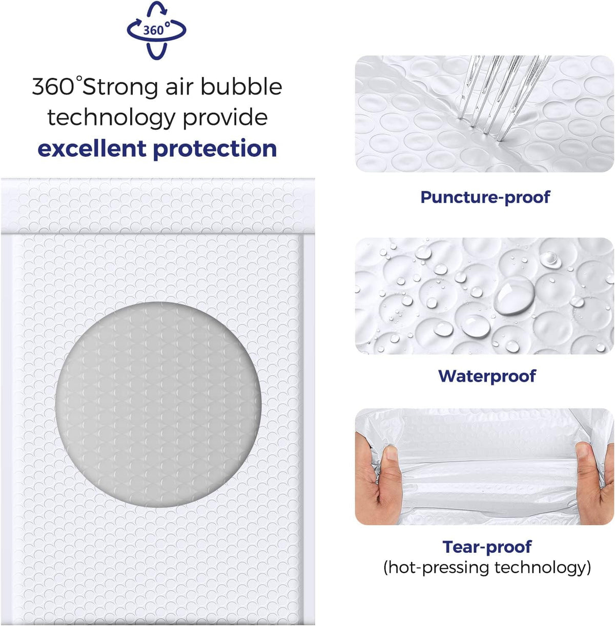 White Bubble Mailers 10.5x16" 40 Pack,Padded Envelopes Self Seal