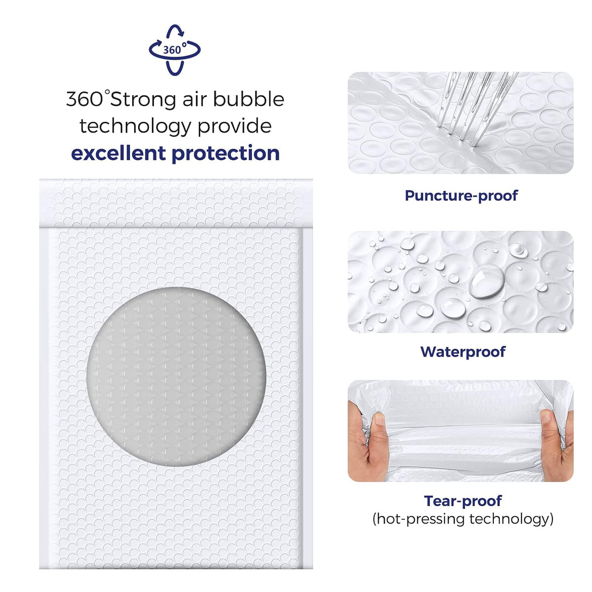White Bubble Mailers 10.5x16 Inch 25 Pack Self Seal Padded Envelopes