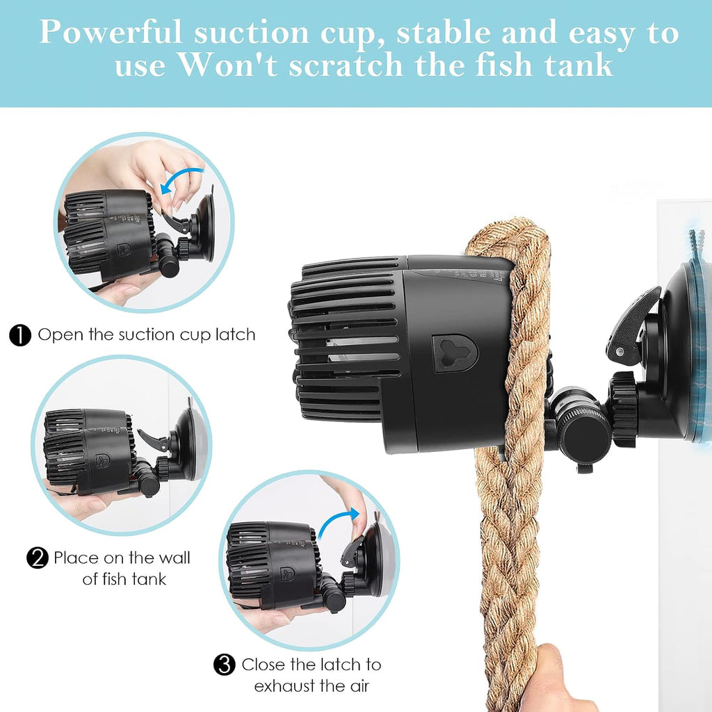 Aquarium Wave Maker,Suction Cup Fish Tank Double Powerhead Pump | 8W/12W/20W/25W 110V/60Hz Ultra Quiet Submersible