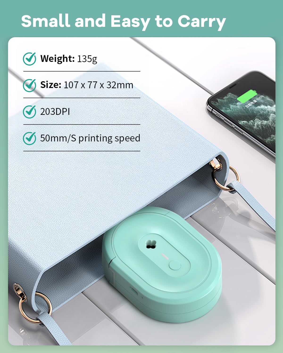 NDYIN N12 Label Maker Machine with 1 Tape Bluetooth Label Printer, Green