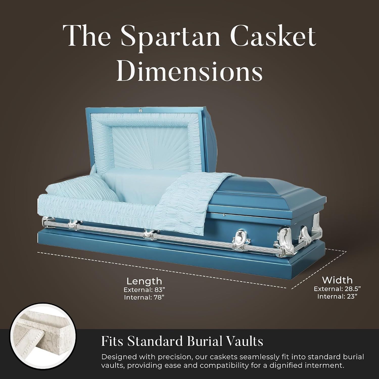 Spartan Funeral Casket Blue with Light Blue Interior