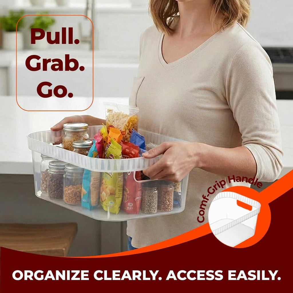 Modern Cabinet Organizers And Storage Pantry Shelf Organizer - Clear Plastic Storage Bins - (Medium - 12” X 8” X 4”)
