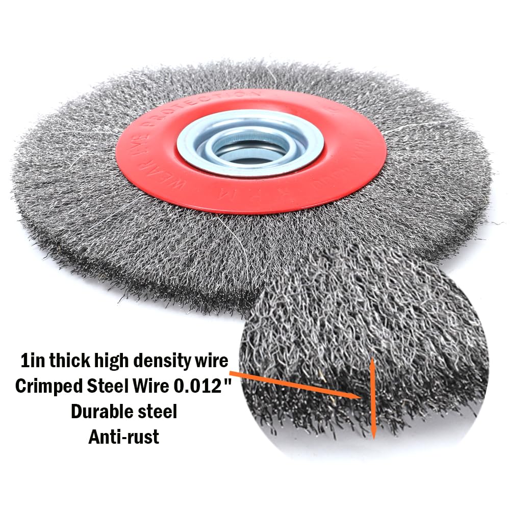8in Wire Wheel Brush for Bench Grinder, Coarse Crimped Steel-1pcs