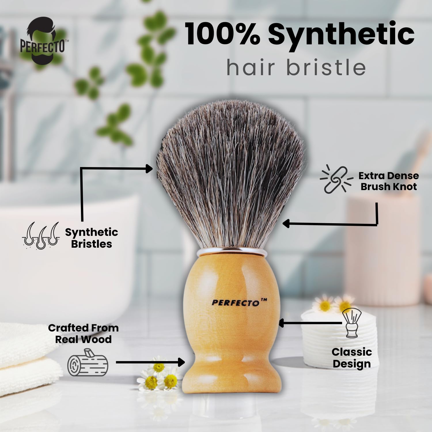 Synthetic Bristles Shaving Brush For Men, Engineered for The Best Shave of Your Life. Shaving Brush - Shave Brush for