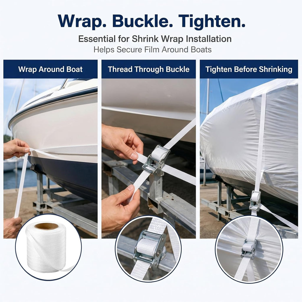 1/2" x 500' Cross Woven Poly Strapping Cord for Shrink Wrap