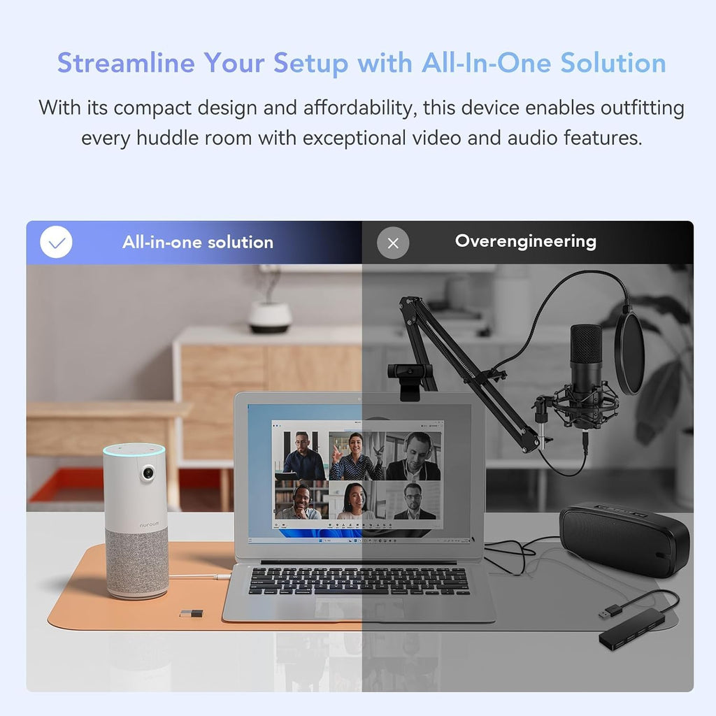 C10 1080P Conference Webcam with Microphone Speaker, Portable | 4 Noise Cancelling MEMS Mics, 2MP CMOS Sensor, 90°