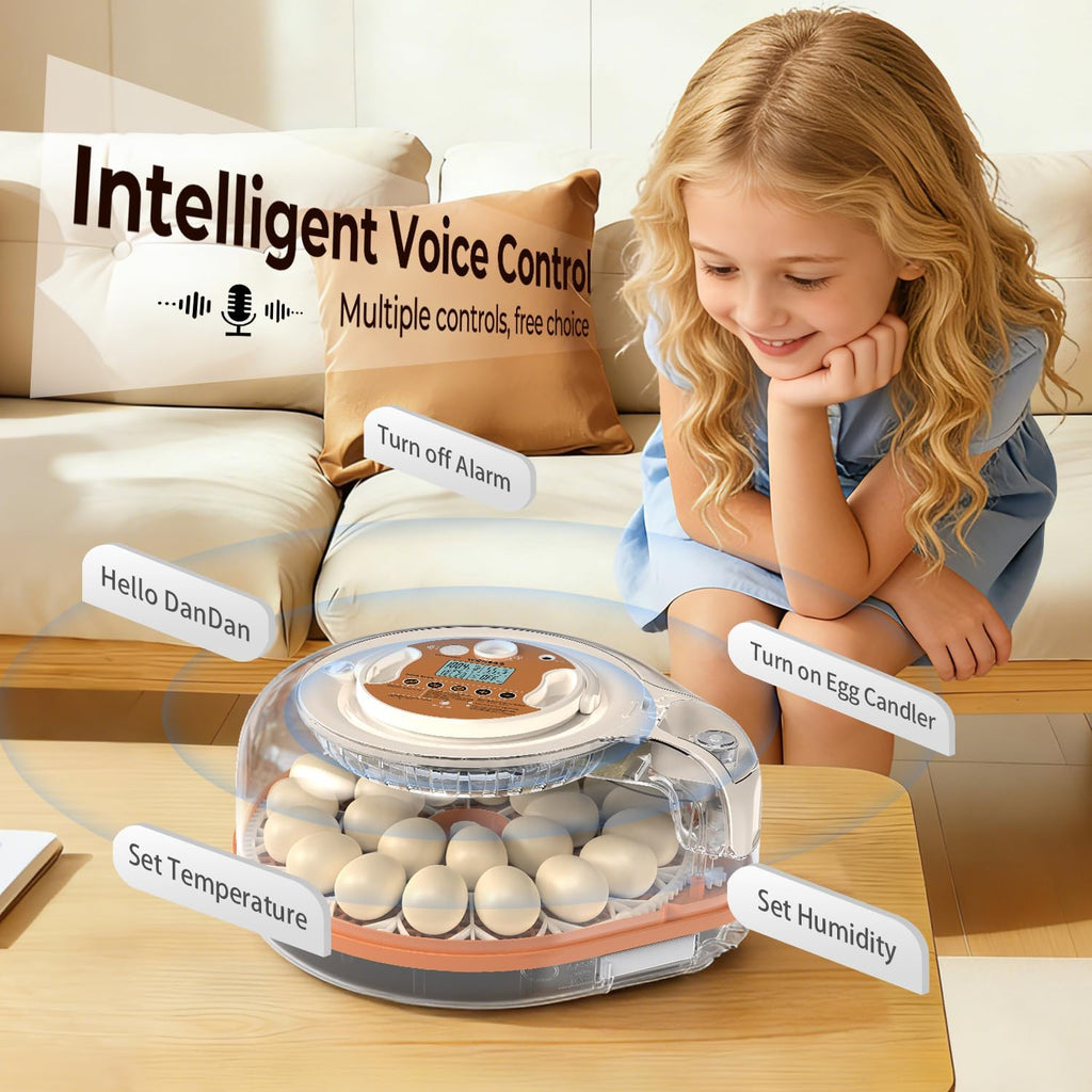 Incubators for Hatching Eggs with Smart Voice Assistant, 26 Eggs Incubator with Automatic Egg Turner and Humidity