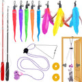 Cat Toys Interactive for Indoor Cats,2PCS Retractable Cat Wand,9PCS Teaser Toys&1PCS Hanging Door Lure Kitten