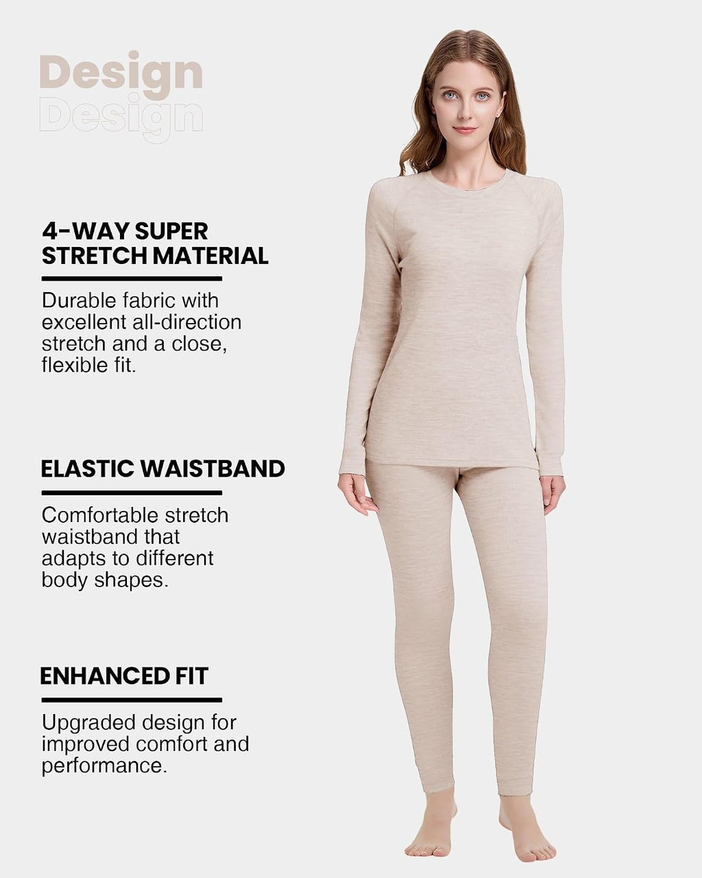 Women's 100% Merino Wool Thermals Base Layer Set | Long Johns for Women, Winter Thermal Underwear, Cold Weather Base