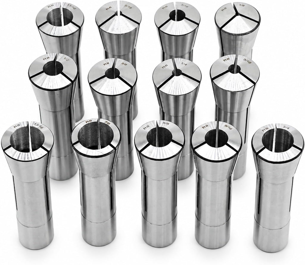 Nakkaa 13Pcs R8 Collet Set 1/8" to 7/8" Compatible with Milling Machines