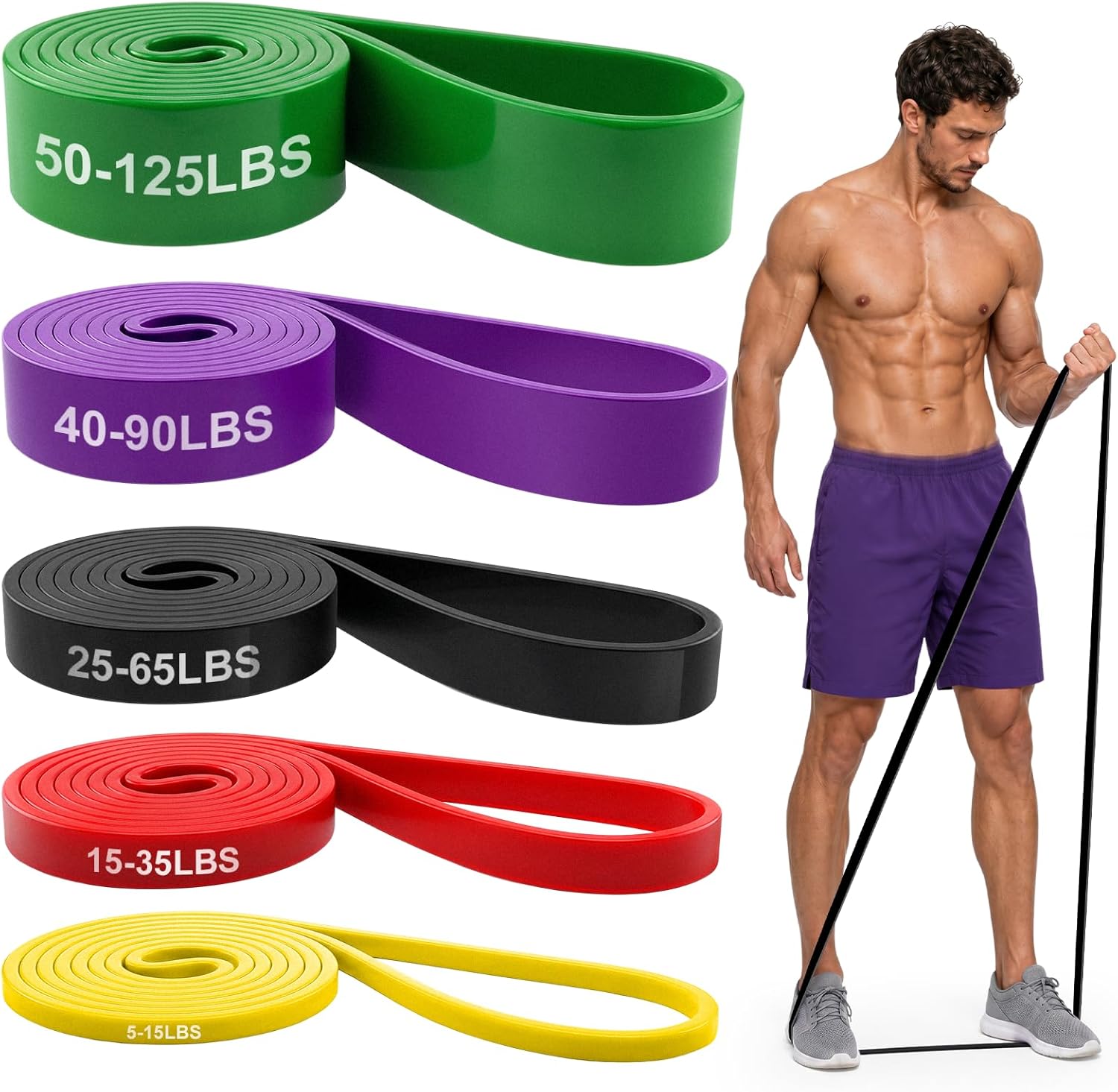Resistance Bands for Working Out, 5 Levels Pull Up Assistance Bands Set for Workout, Exercise, Home Gym & Strength