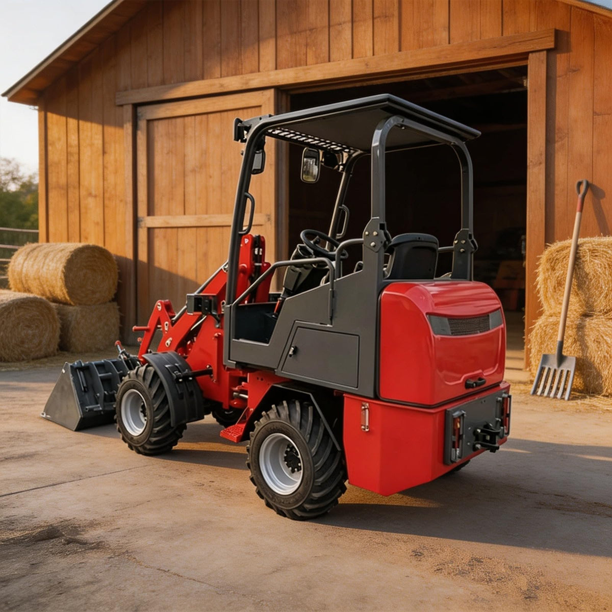 Electric Wheel Loader, Battery Powered Compact Loader with Bucket