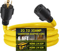 6.6 ft 20 Amp to 30 Amp Generator Adapter Cord NEMA L14-20P Male to L14-30R Female, Heavy Duty 10awg STW 4-Wire Power