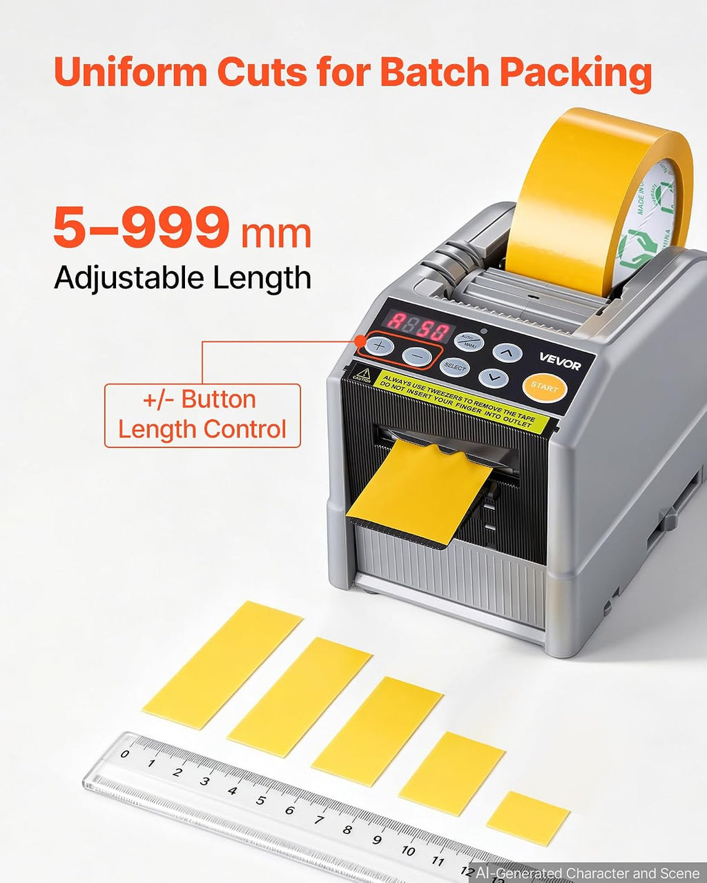 Electric Tape Dispenser, Automatic Ribbon Cutting Machine 6-60mm