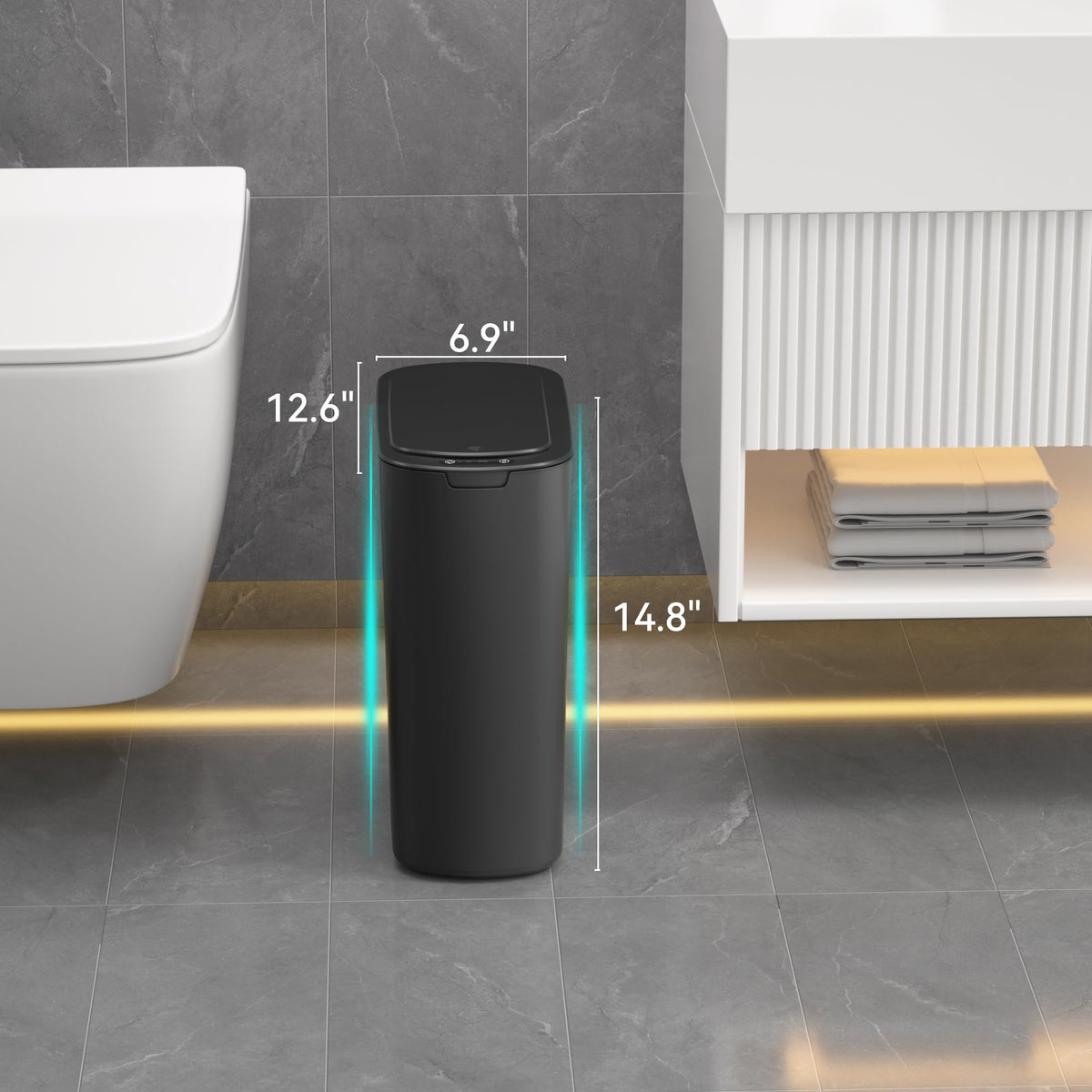 5 Gallon Motion Sensor Bathroom Trash Can Automatic Garbage Cans with Lid Touchless Smart Slim Plastic Trash Bin for