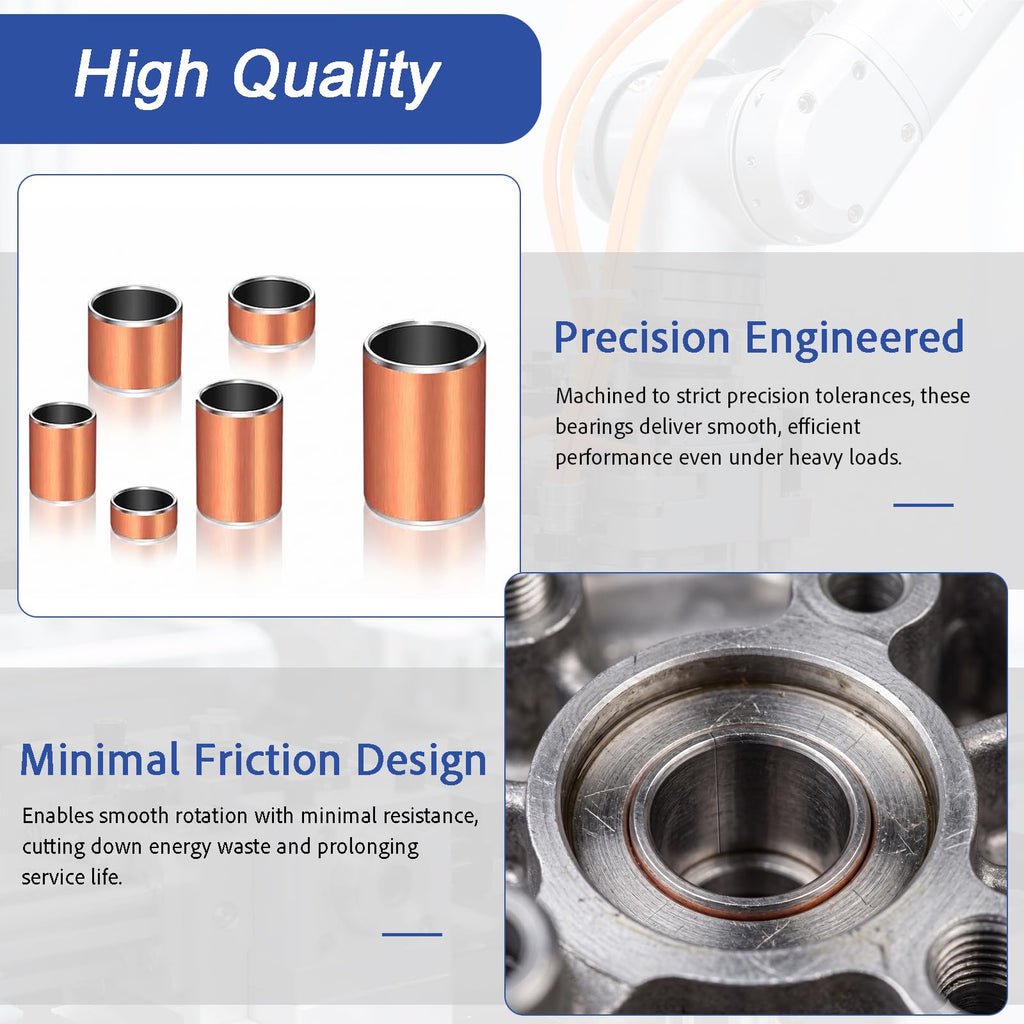 Bronze Sleeve Bearing Kit 60Pcs 6 Sizes Self-Lubricating Bushings Set