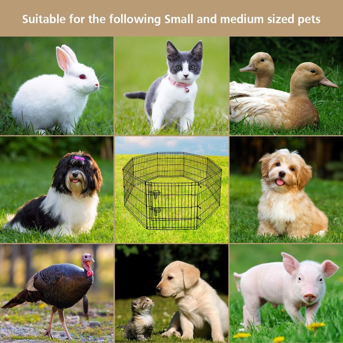 Pet Playpen Puppy Playpen Kennels Dog Fence Exercise Pen Gate Fence Foldable Dog Crate 8 Panels 24 Inch Kennels Pen