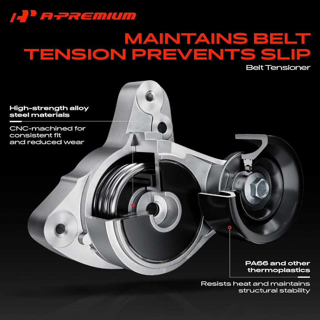 A-Premium Serpentine Drive Belt Kit with Tensioner & Idler Pulley