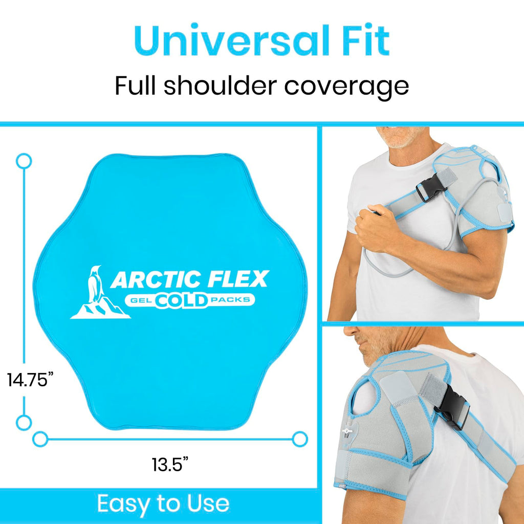 Shoulder Ice Pack Brace - Cold Reusable Cool Gel Wrap, Hot