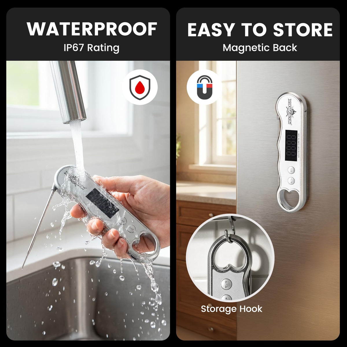 0.3s Fast Read Meat Thermometer – USB-C Rechargeable, Silvery