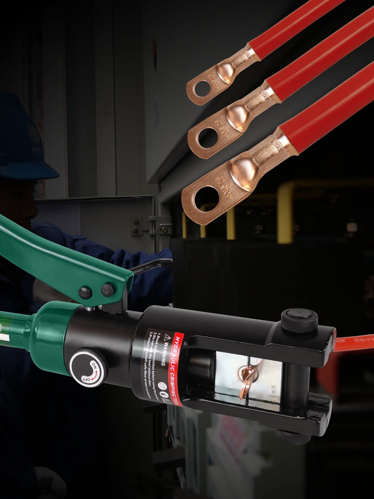 UTZIKO 16-Ton Hydraulic Cable Lug Crimper 9 AWG-600 MCM 13 Dies