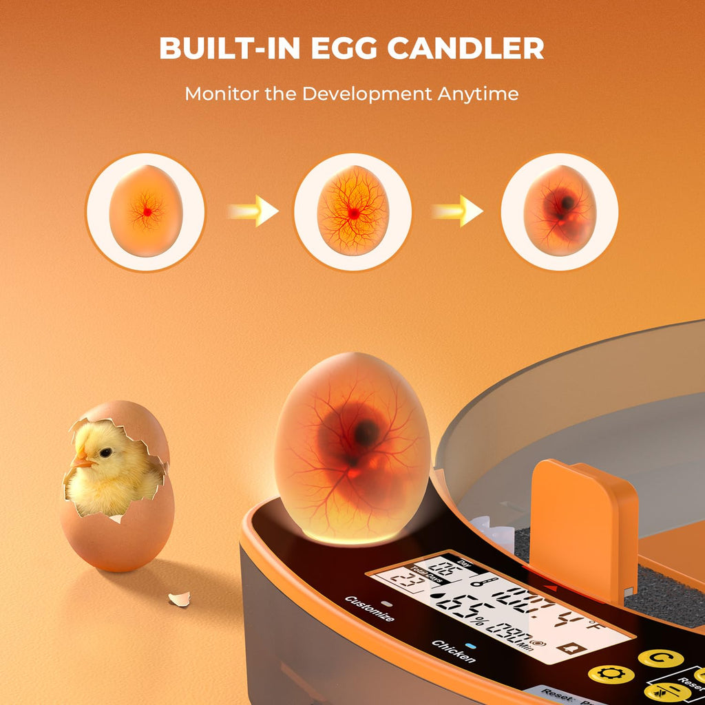 24 Egg Incubator - Smart Incubators for Hatching Chicken Eggs with Temperature & Humidity Control, Egg Candler, Auto