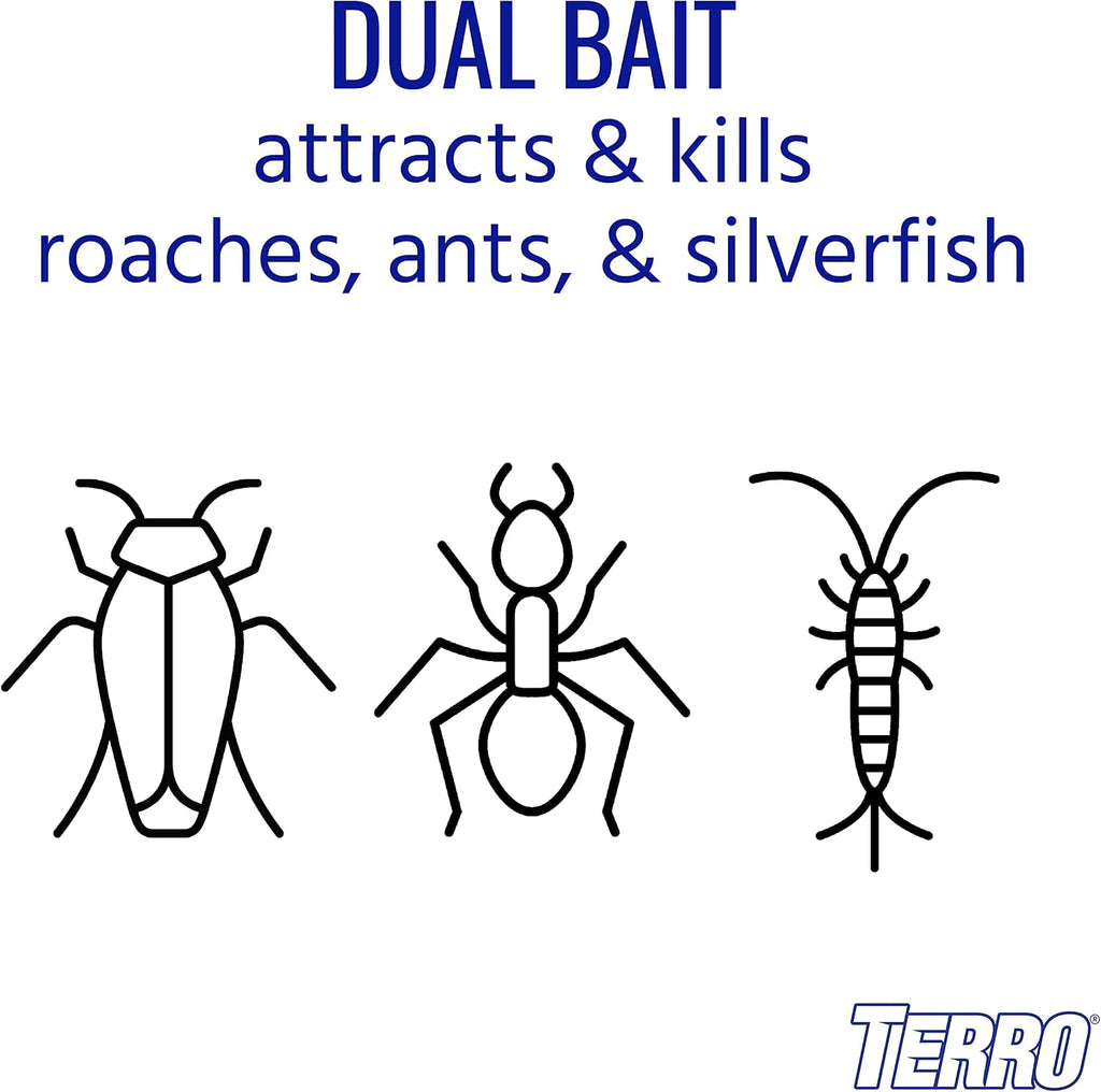 Ant & Roach Bait, 4-Pack, Indoor Ant Killer and Roach Killer | Pre-Filled Dual Bait Stations Attract and Kill Ants