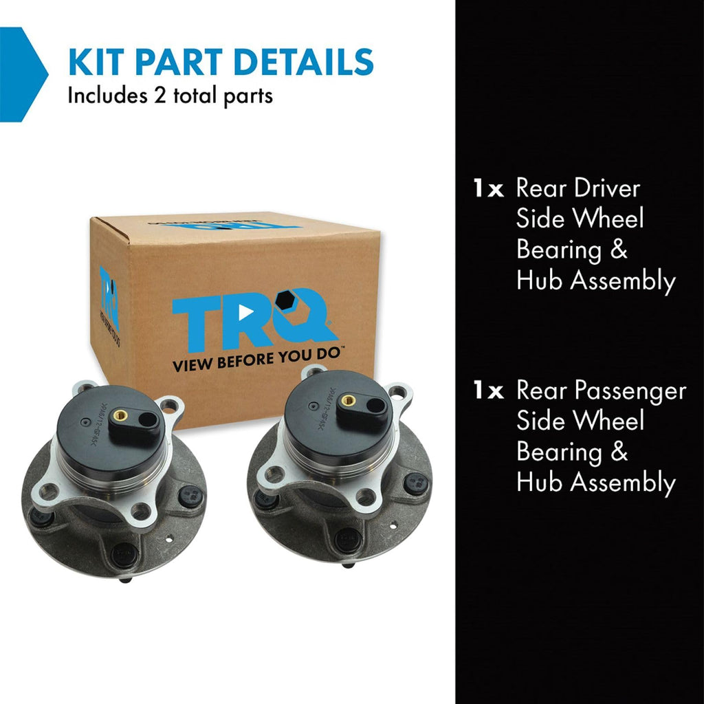 TRQ 2 Piece Rear Passenger Side Driver & Passenger Side Wheel Bearing & Hub