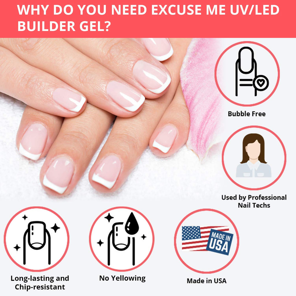 Soak Off LED/UV Strong Builder Gel Crystal Clear for Sculpting Nail Extension, Strengthening Natural Nails and Repair