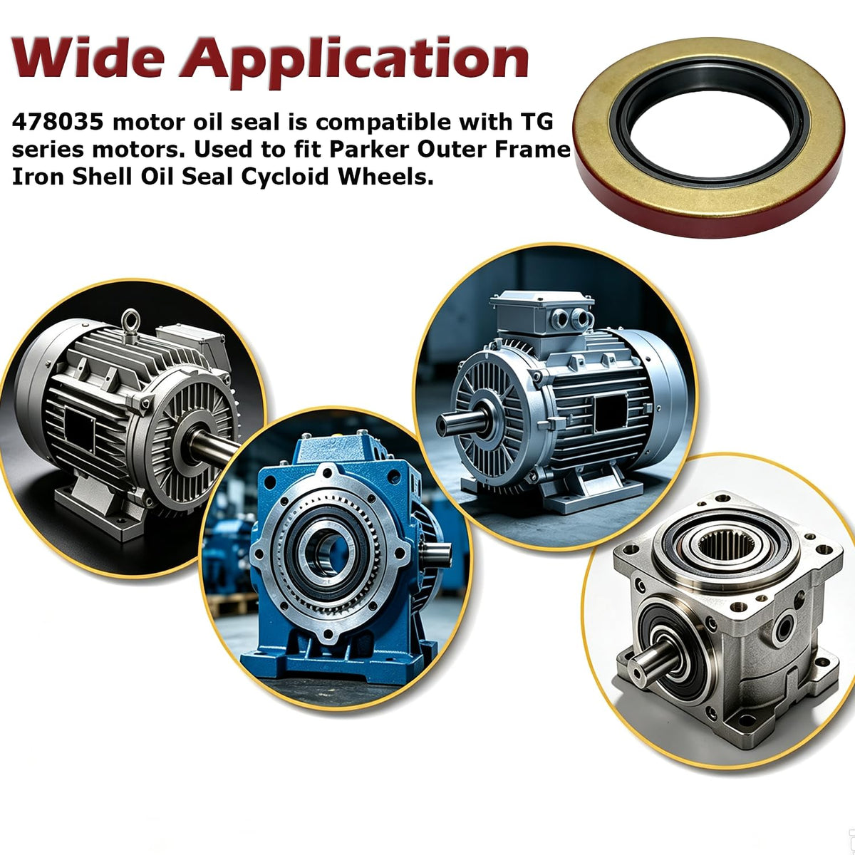 PA 478035 Outer Frame Iron Shell Motor Oil Seal for Parker, 1 Pack