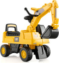 Licensed Caterpillar Ride on Excavator, Toddler Ride on Push Car with Digging Bucket, Under Seat Storage, Foot to