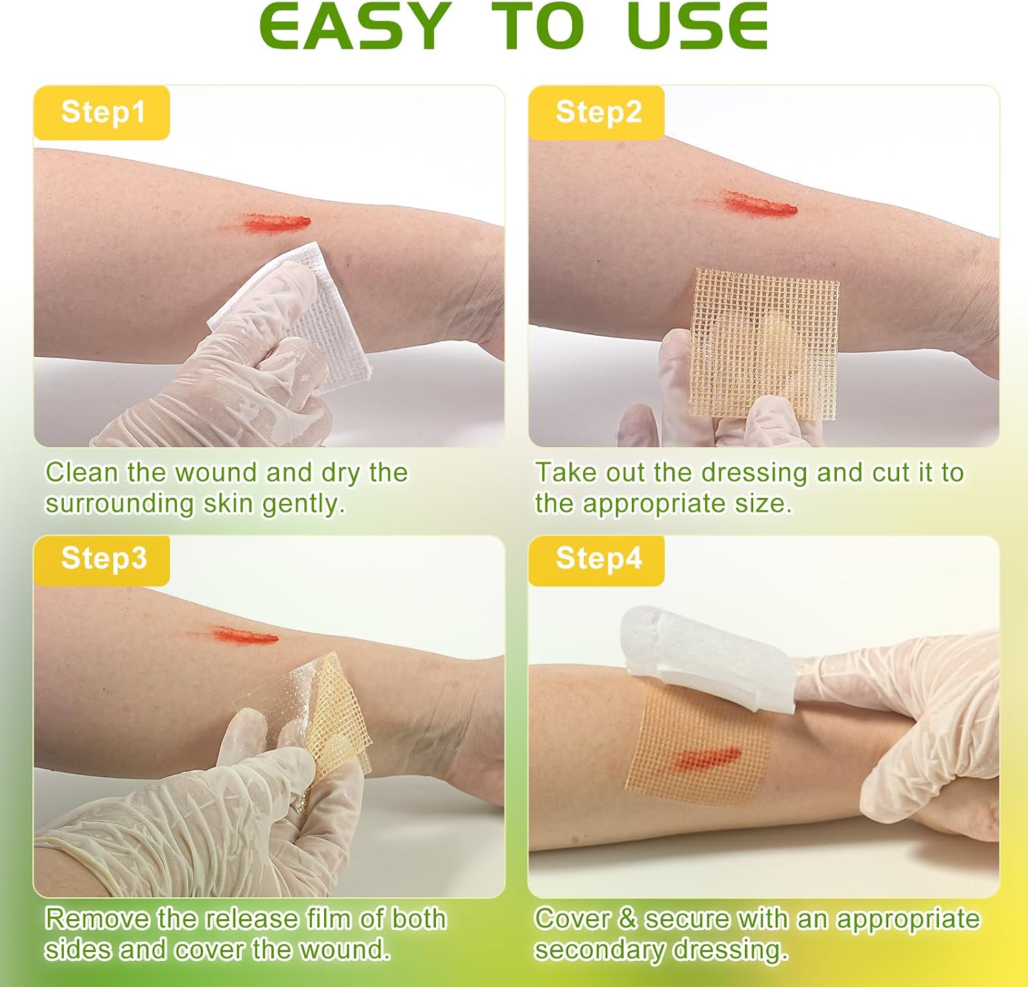 Manuka Honey Gauze Dressing 2"x2" Pack of 10, Manuka Honey Wound Care Bandage for Cuts, Scalds and Burns, Wound