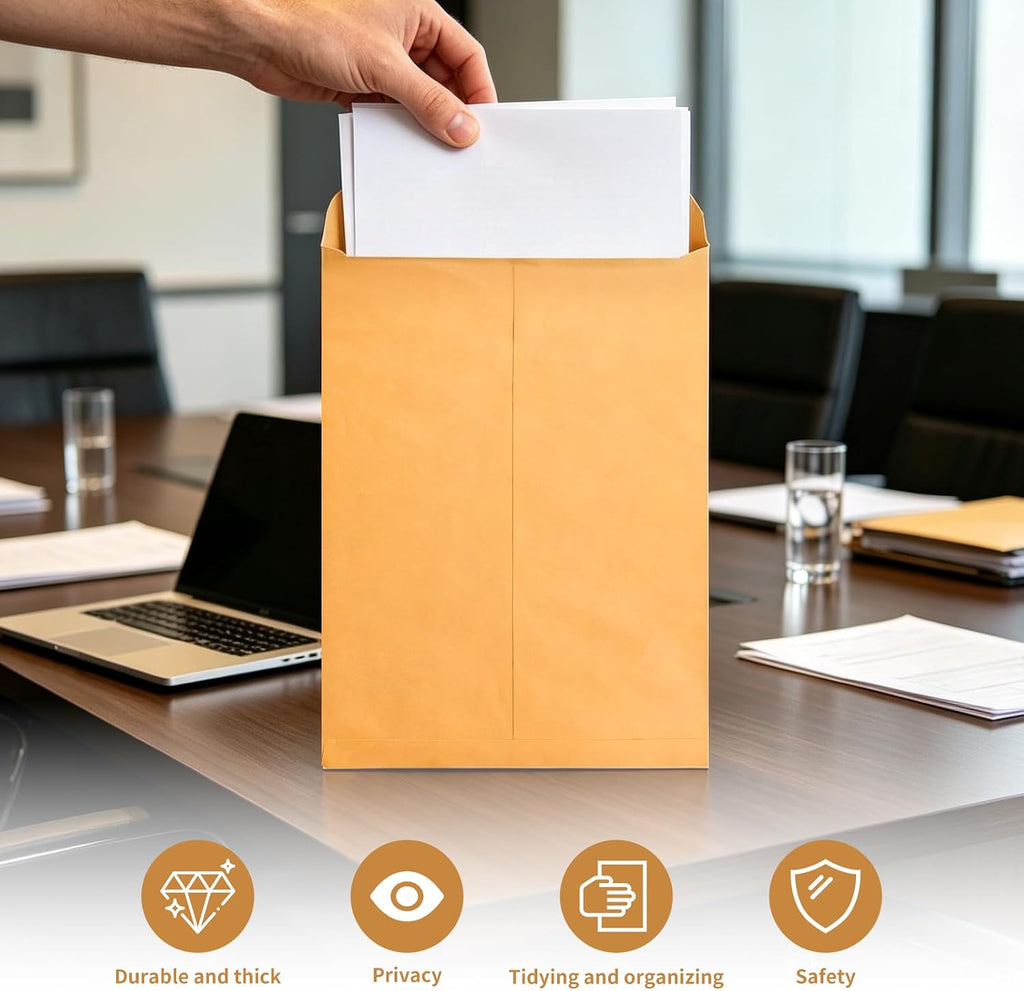 Self Seal Catalog Envelopes 6x9, 100 Pack, Yellow Brown Kraft Manilla