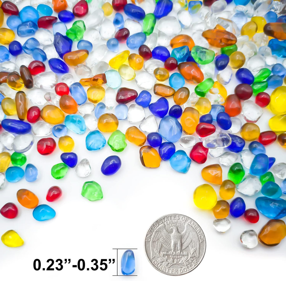 Colorful Clear Sea Glass Pebbles Aquarium Gravel Fish Tank Rocks Small, Irregular Glass Gems Stones Beads Marble