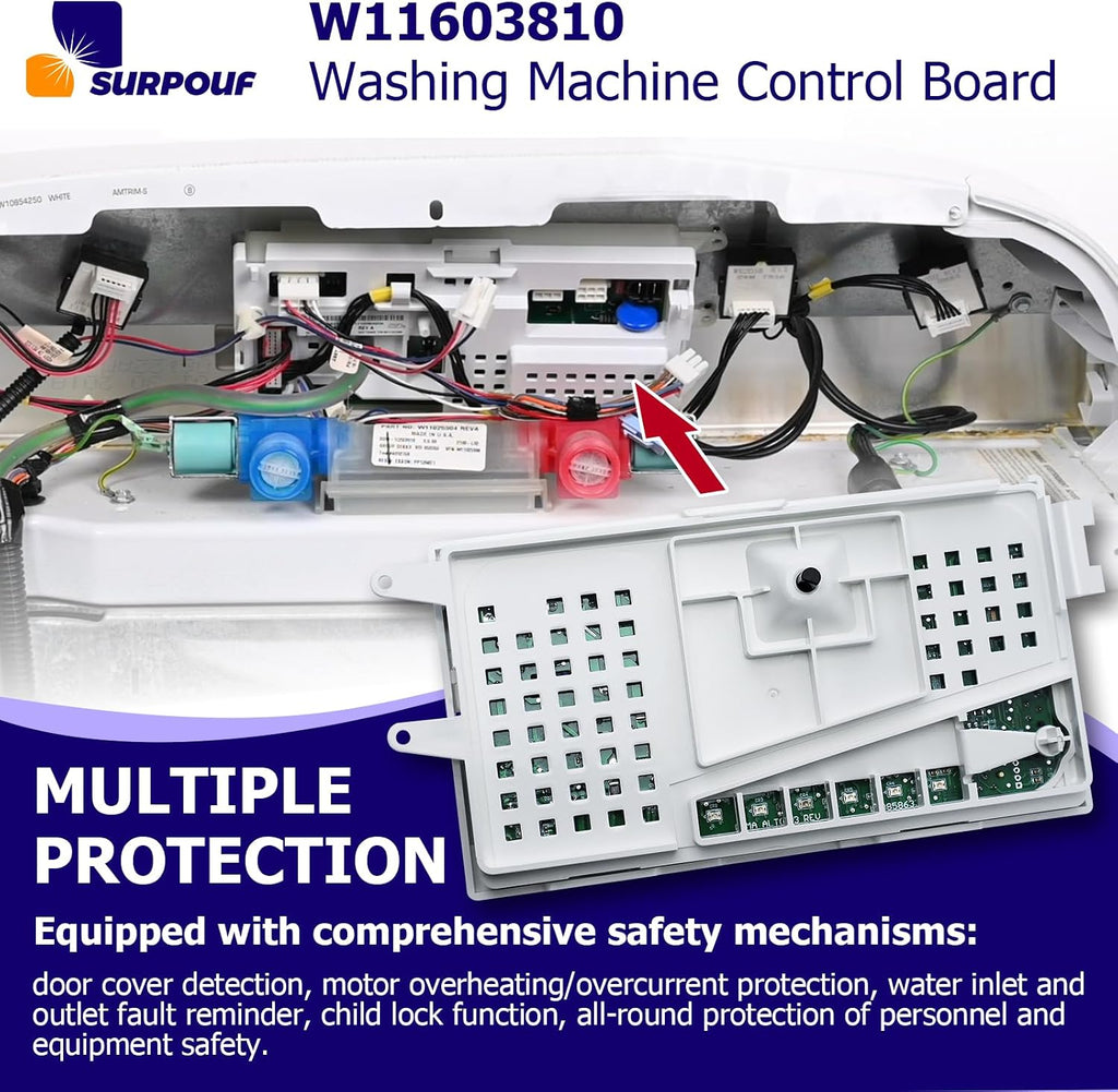 W11603810 W11578565 Washer Control Board Compatible with Whirlpool Replacement 4980453 AP7193495 FIX16744838 WTW4816FW3
