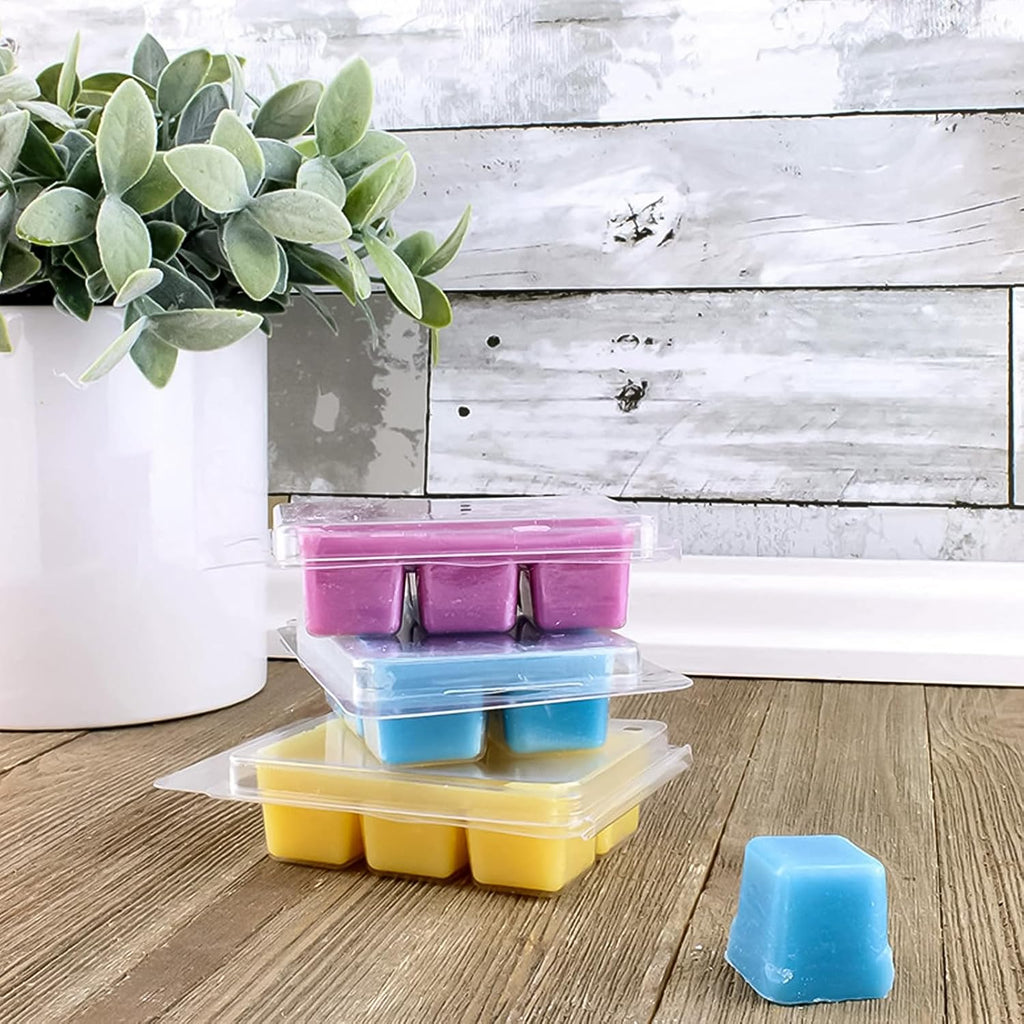 Wax Melt Containers 150PCS, 6 Cavity Square Wax Melt Clamshell | Plastic, Clear, Empty Wax Melt Molds, 6 Cavity, Bulk