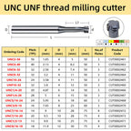 5pcs UNC1/4-20 Thread Mill Cutter Solid Carbide Coating for Steel Stainless