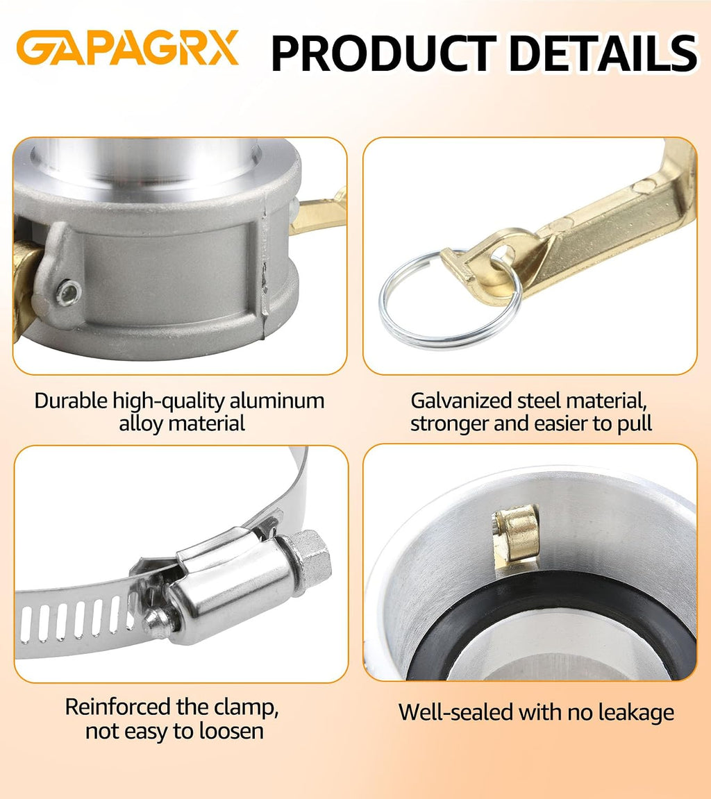 2 Set 3" Camlock Fitting Type C&E, Aluminum Cam and Groove Hose Fitting Kit