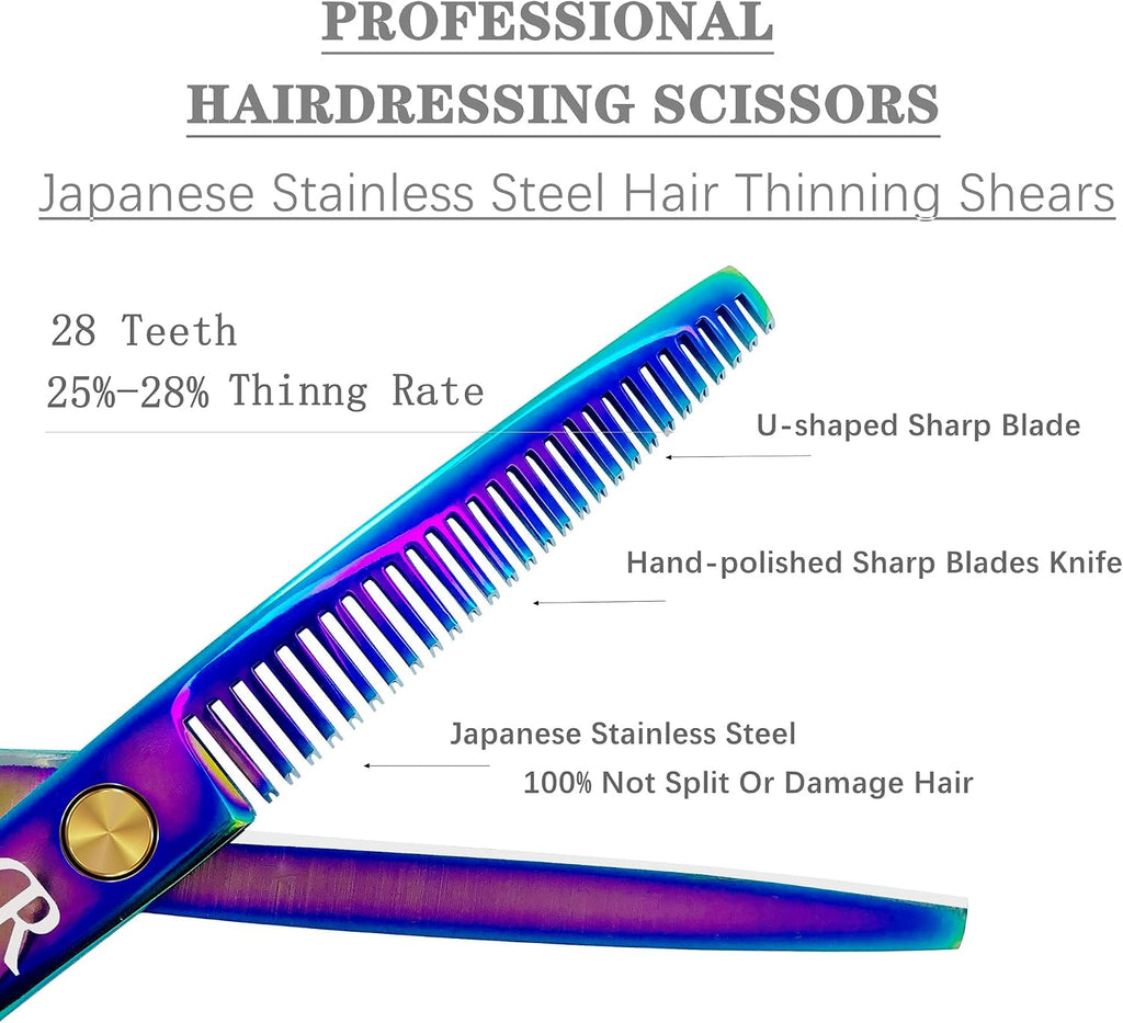 Professional Hair Cutting Shears Set,6 Inch Barber Hair Cutting Scissors Kit,Hairdressing Thinning Shears for Hair